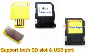 Tarjeta SD y mini USB dos en una