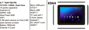 Tablet 10" K9A4 importado por Luckyarn