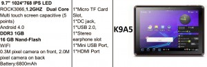 Tablet 10" K9A5 importado por Luckyarn